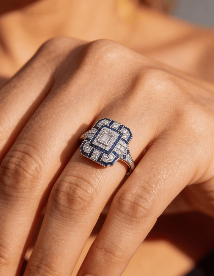 Vintage Silver Blue Sparkle Ring