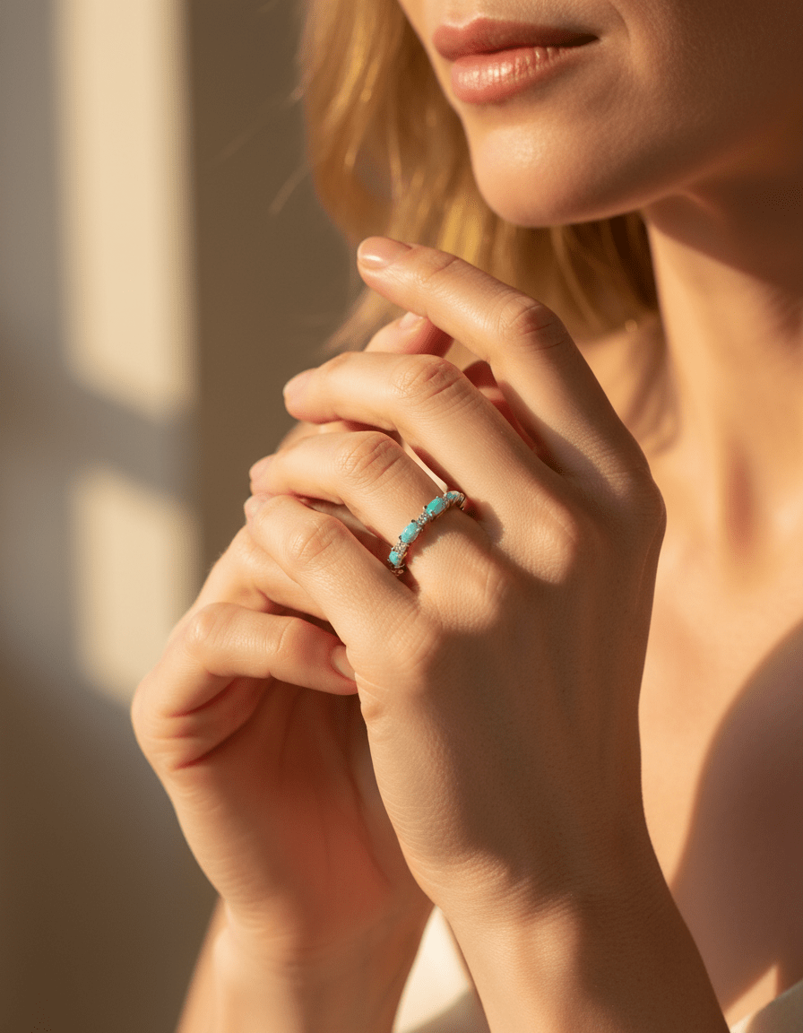 Platinum Heart Opal and Diamond Ring