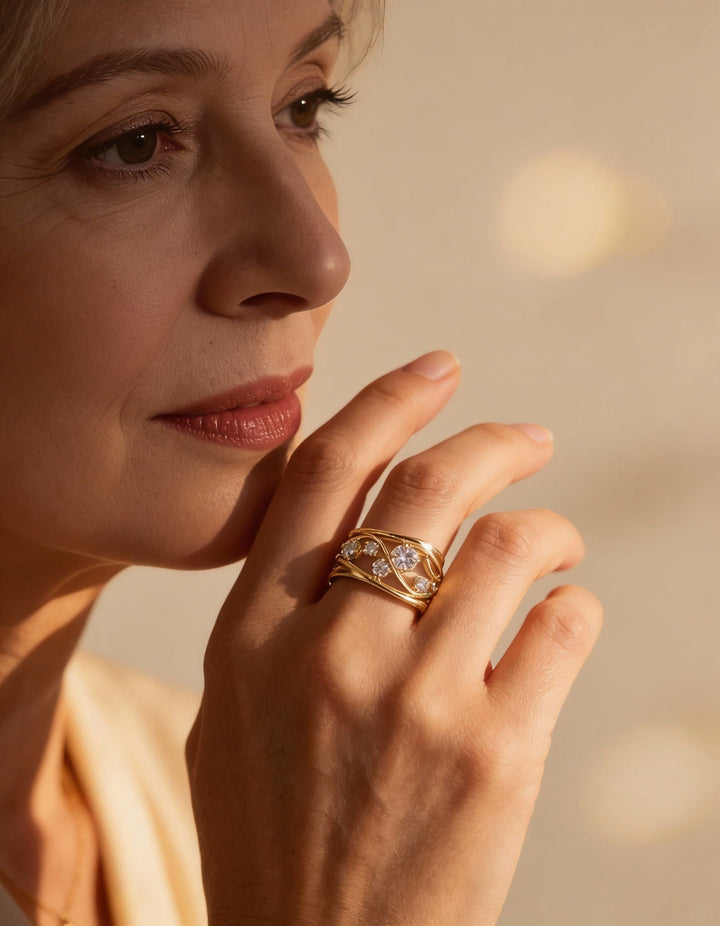 Elegant Gold-Plated Cubic Zirconia Ring