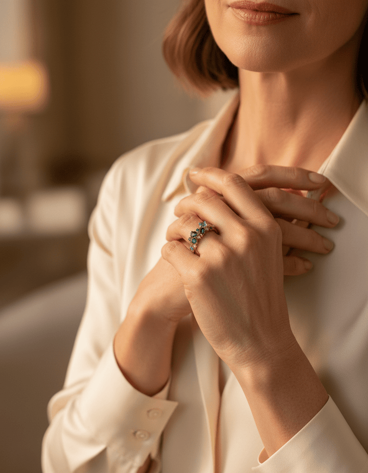 Vintage Gold Multicoloured Gemstone Ring