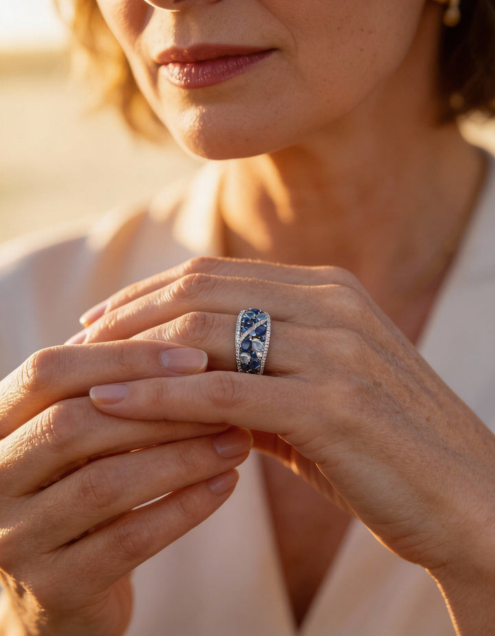 Vintage Silver Blue Sparkle Ring