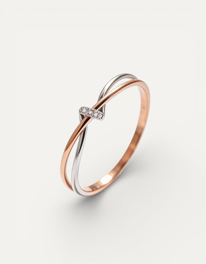 Intertwined Rose Gold and Silver Ring