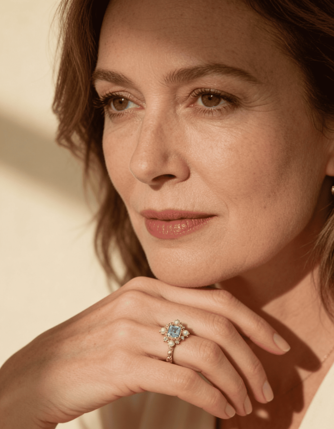 Vintage Sky Blue Pearl Ring