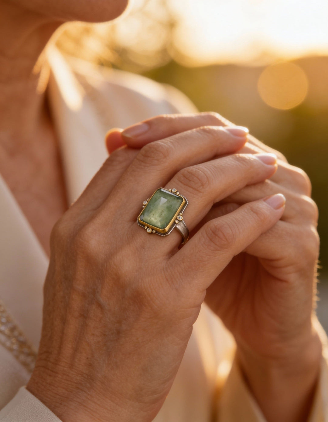 French Retro Square Crystal Ring