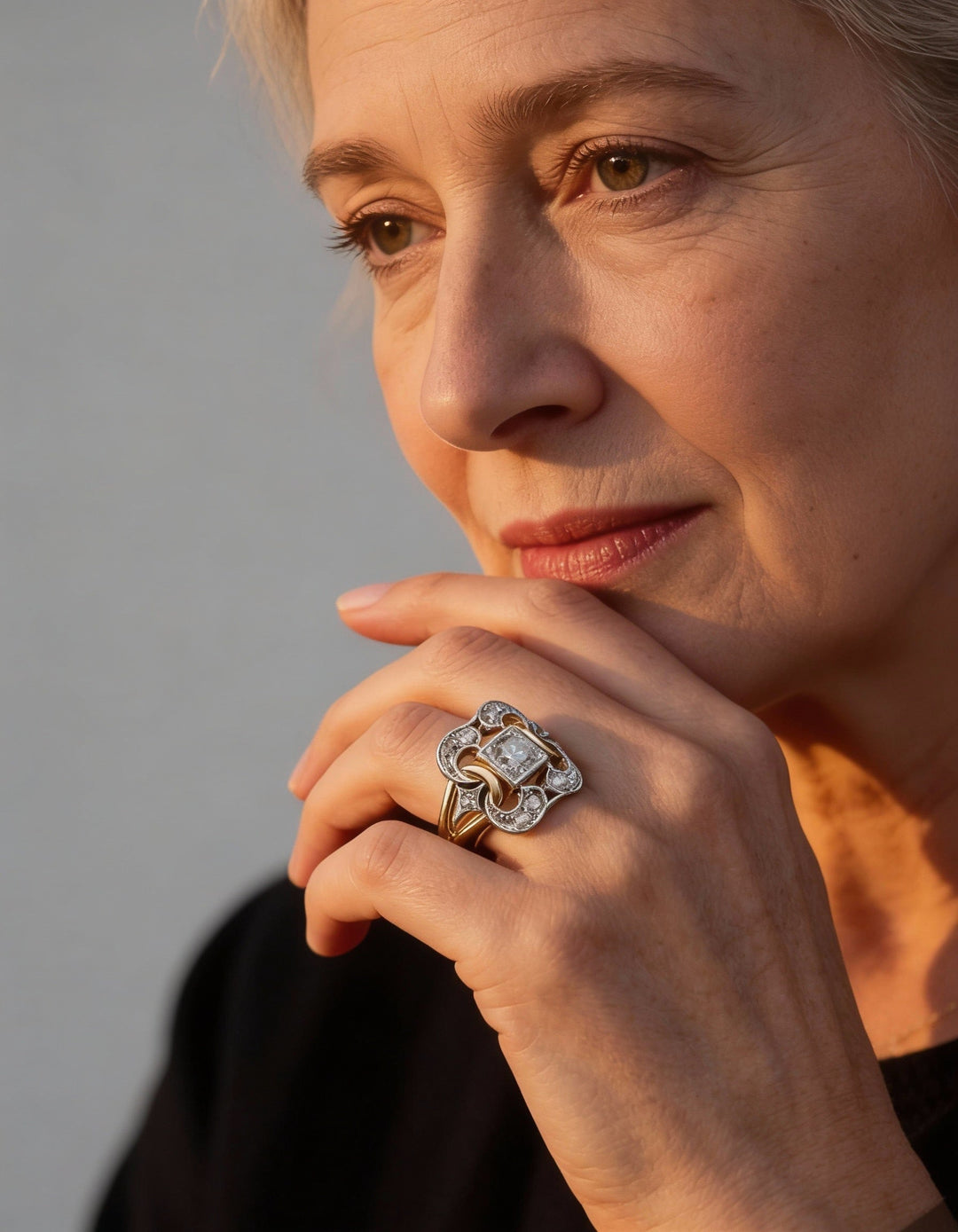 Vintage Gold Cubic Zirconia Ring