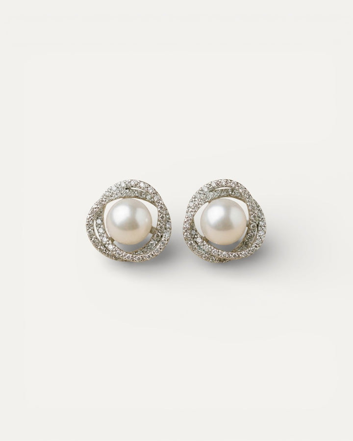 Elegant Sparkling Spiral Pearl Earrings