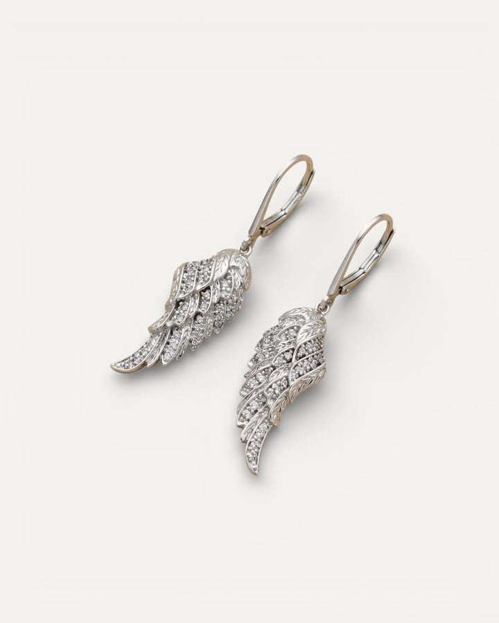 Silver Sparkling Wing Earrings