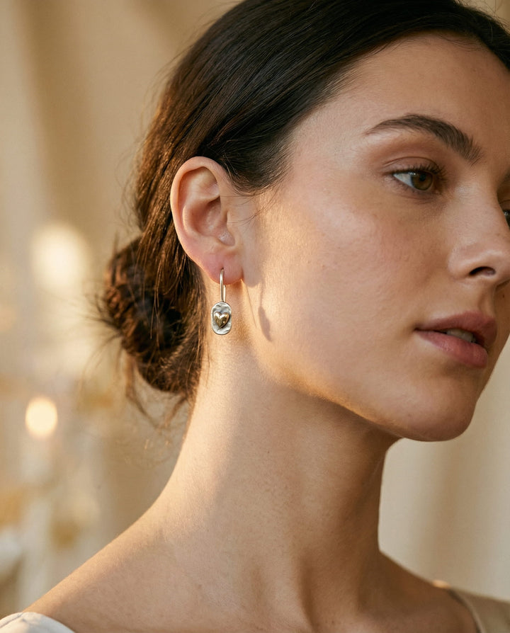 Vintage Silver Gold Heart Earrings