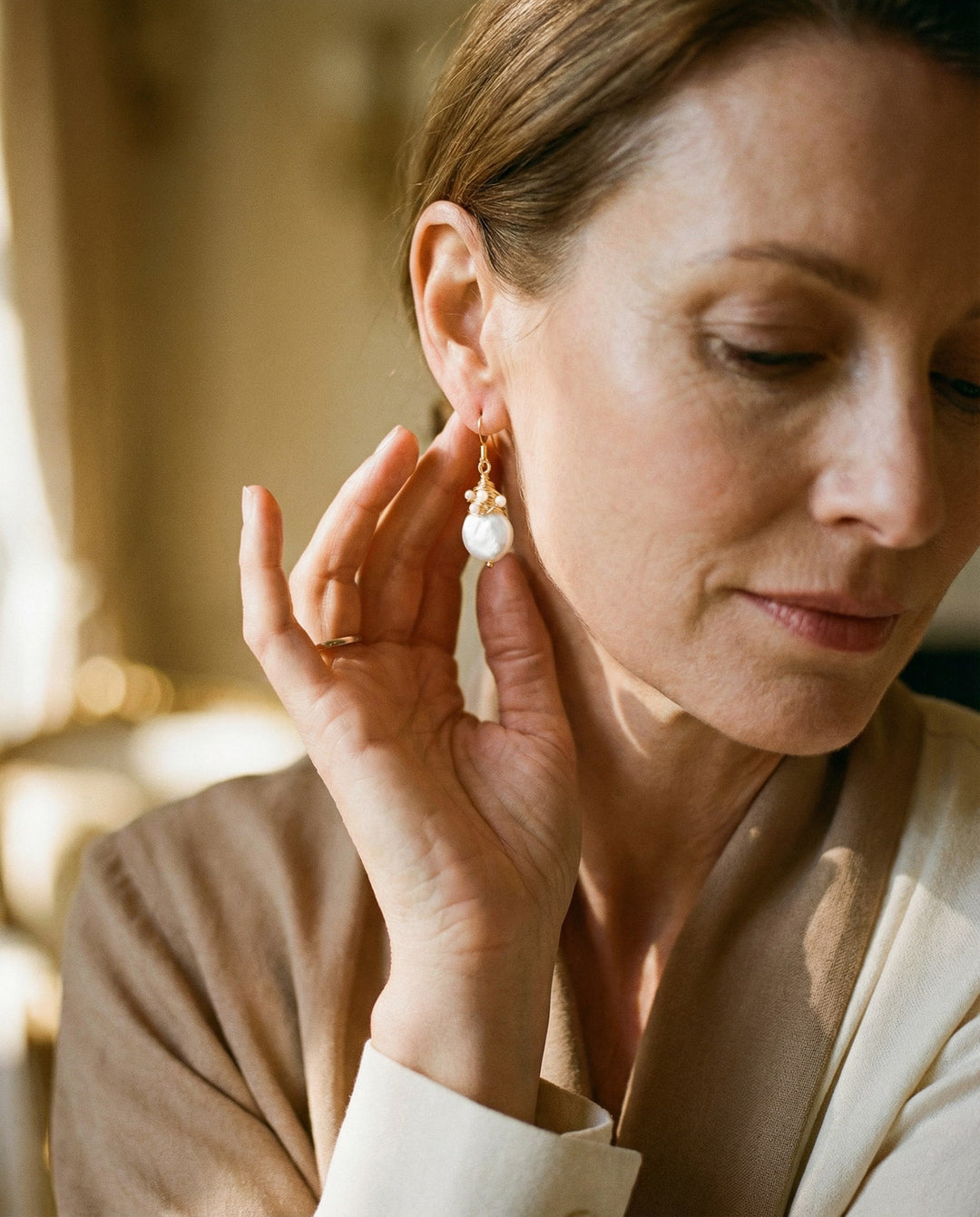 Retro Special Shape Freshwater Pearl Earrings