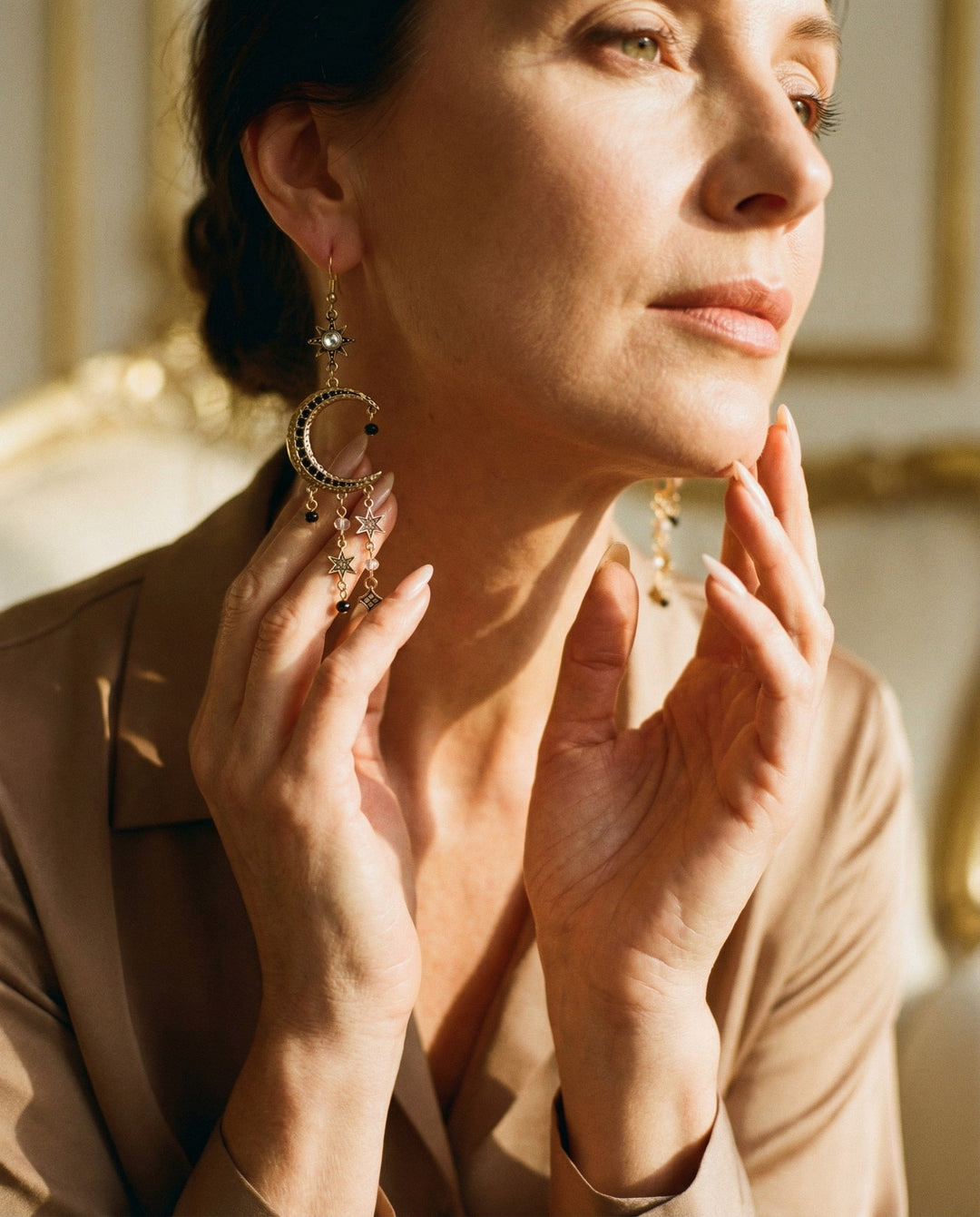 Sun and Moon Drop Earrings