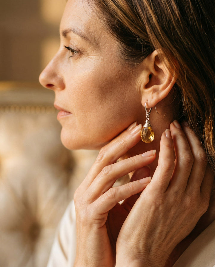 Vintage Yellow Crystal Drop Earrings