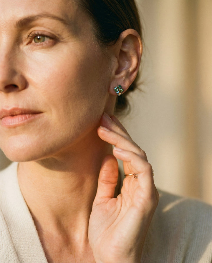 Elegant Gold Multicoloured Cubic Zirconia Earrings