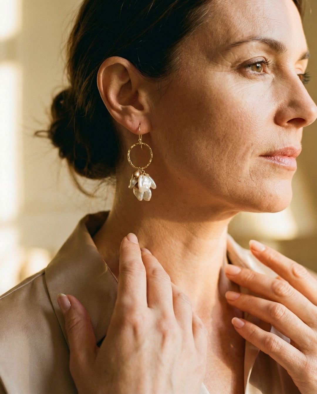 Vintage Gold Pearl and Flower Drop Earrings