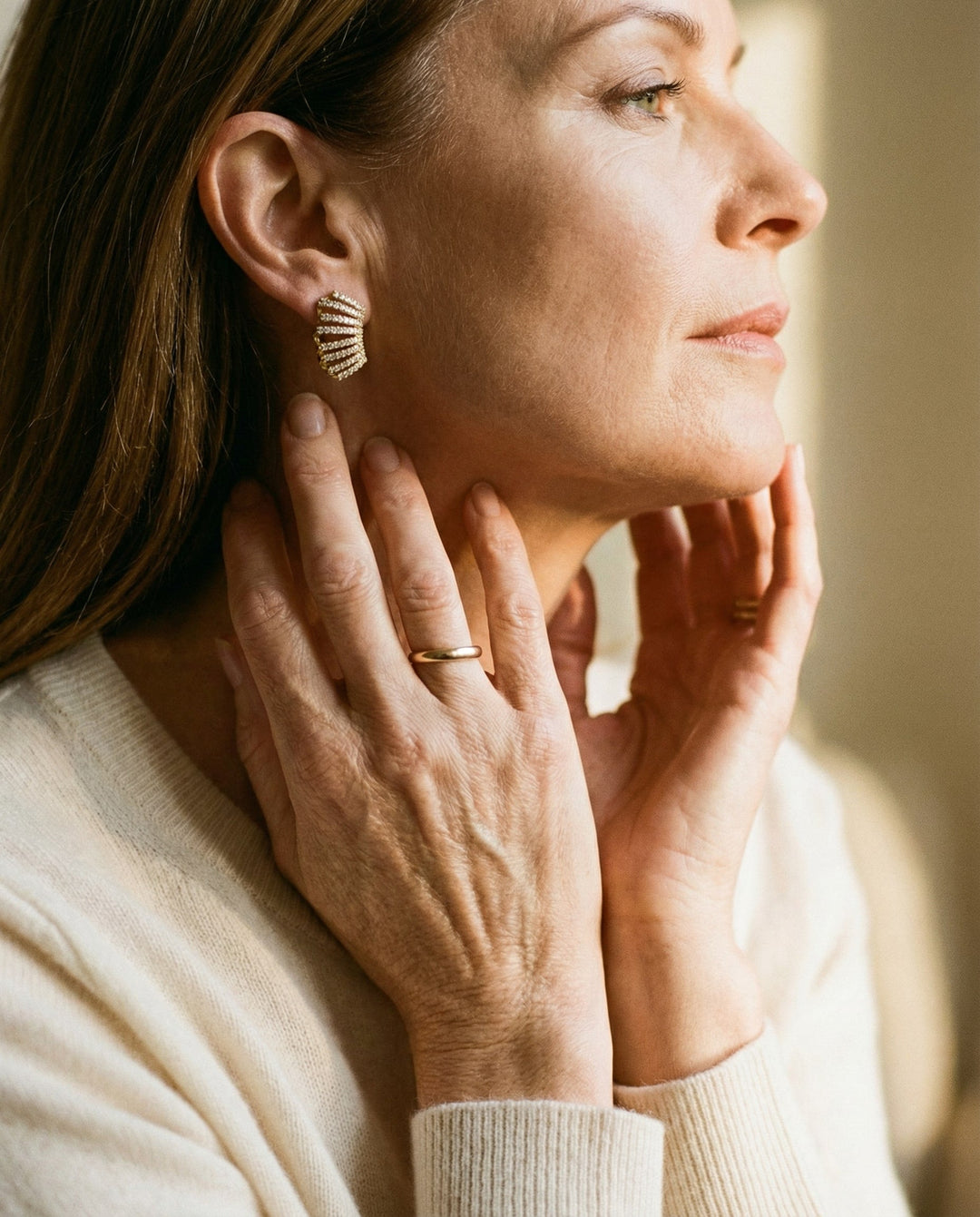 Gold Pearl Hoop Earrings