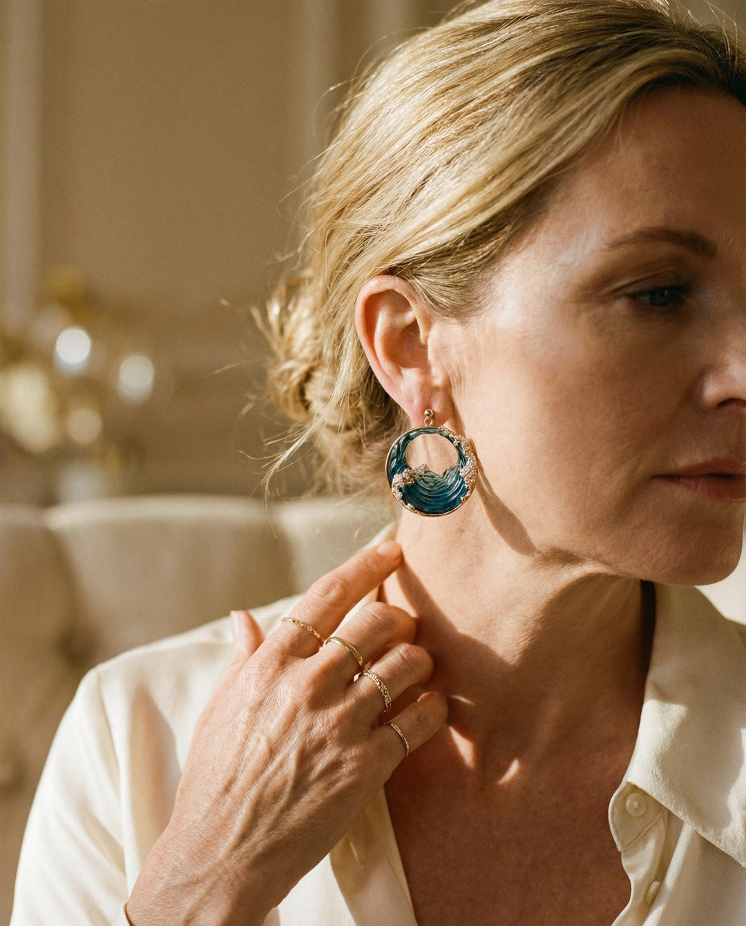 Vintage Round Ocean Earrings