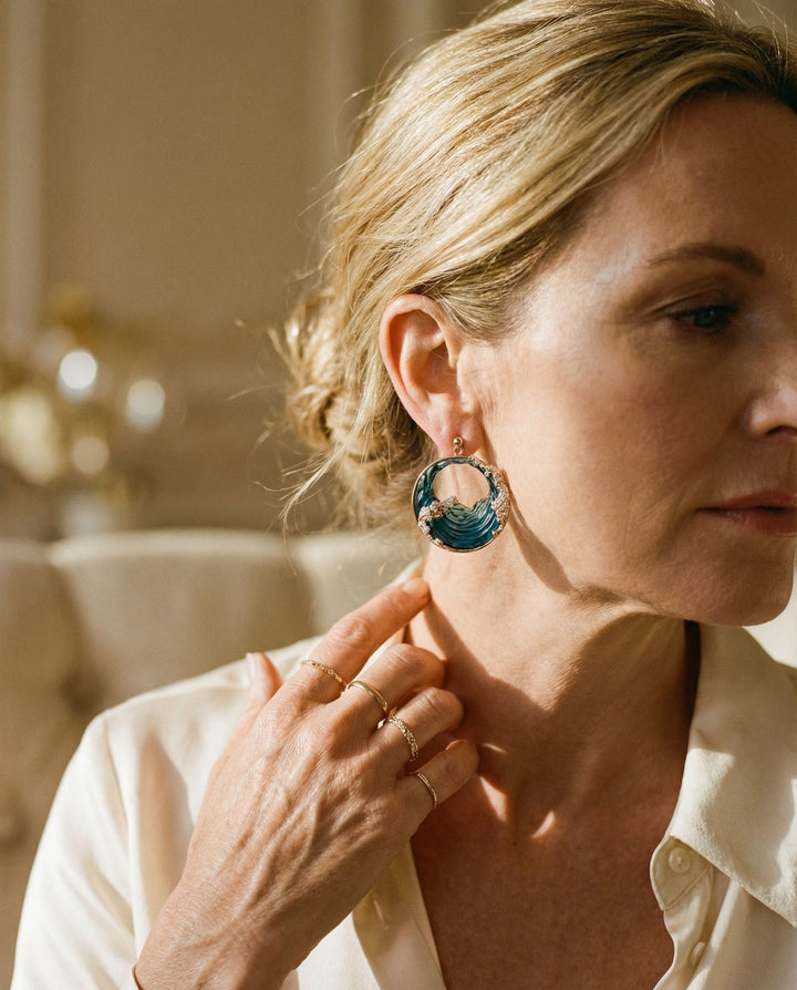 Vintage Round Ocean Earrings