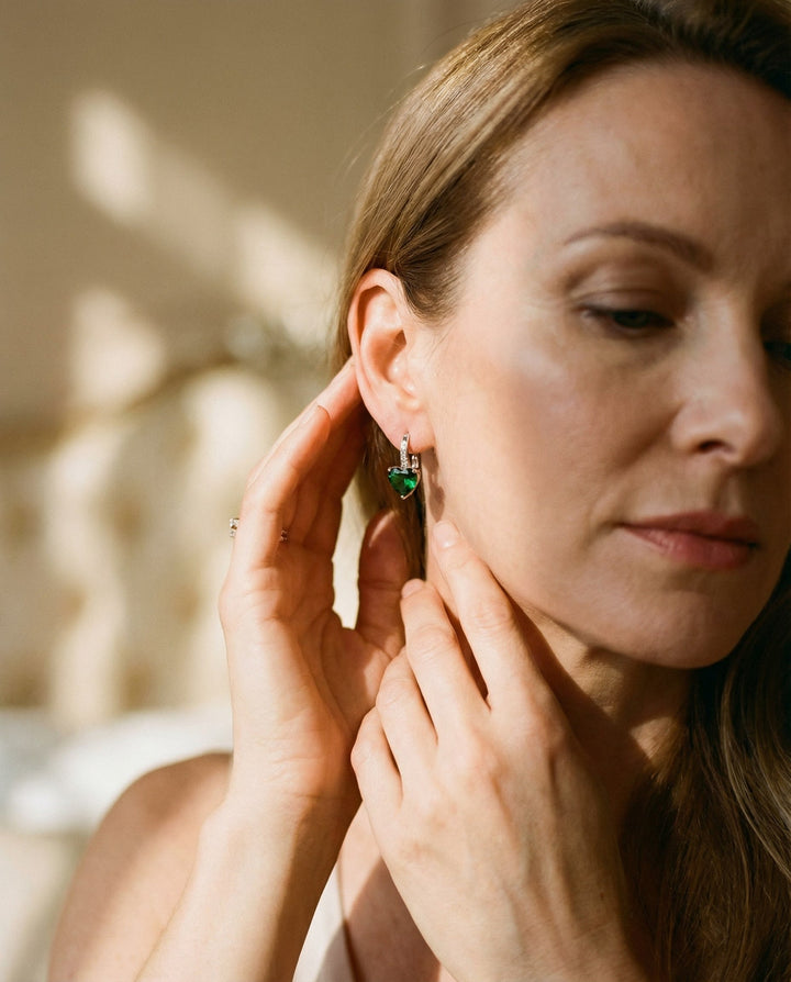 Emerald Heart Stone Earrings