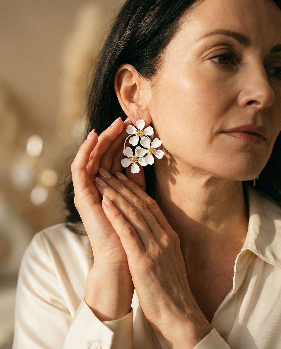 Vintage White Flower Earrings