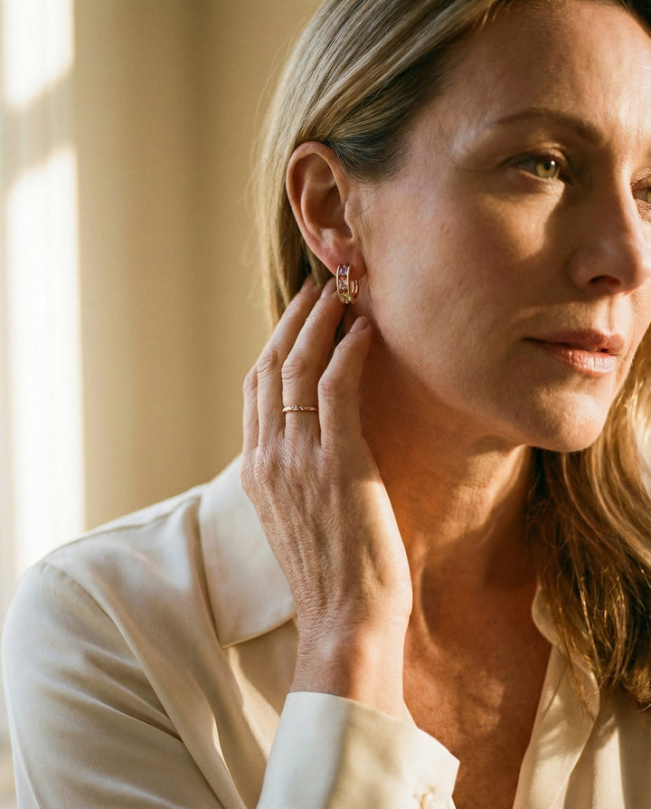 Multicoloured Gold Cubic Zirconia Earrings