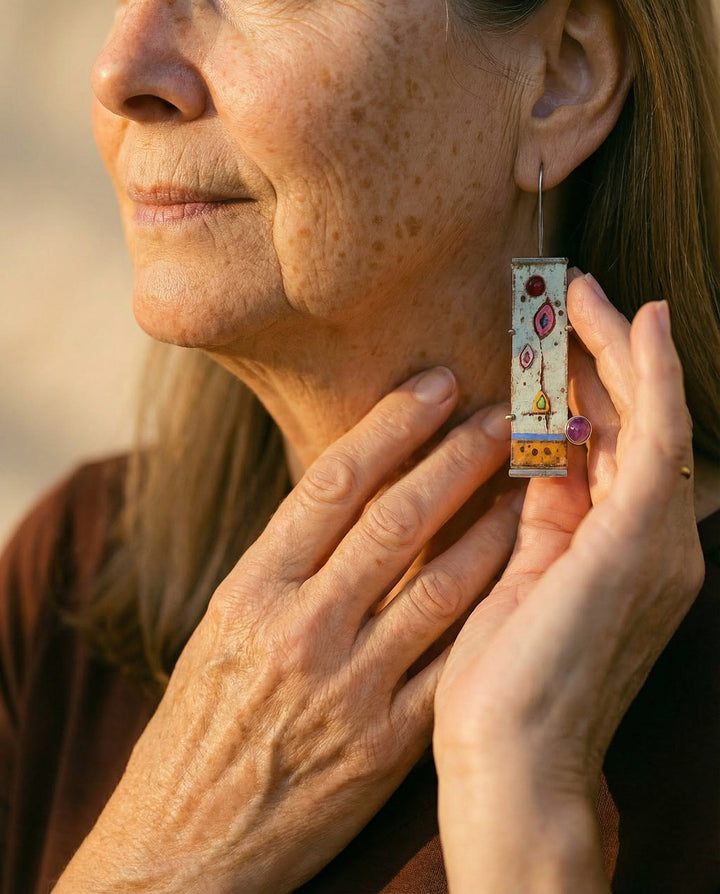 Vintage Antique Enamel Earrings