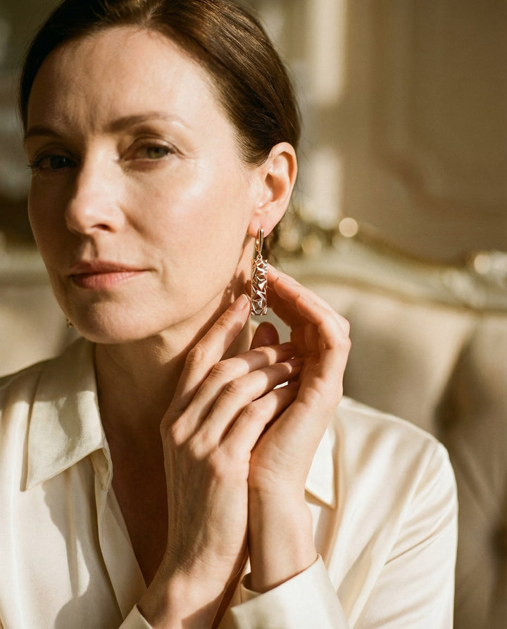 Elegant Rectangular Gold Earrings