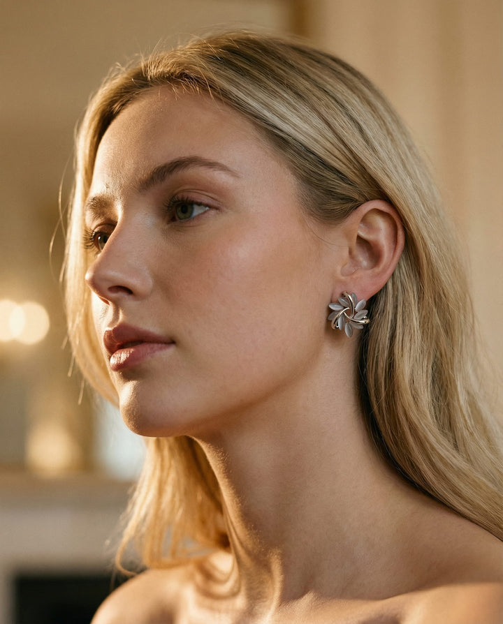 Elegant and Exquisite Earrings with Opal Petals in Gold