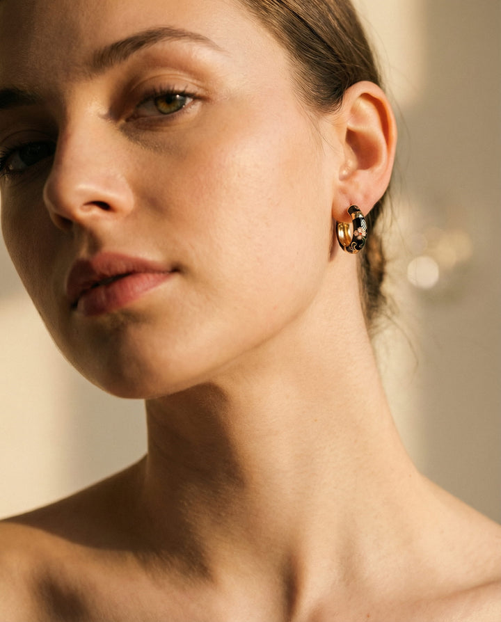 Luxury Black Floral Earrings