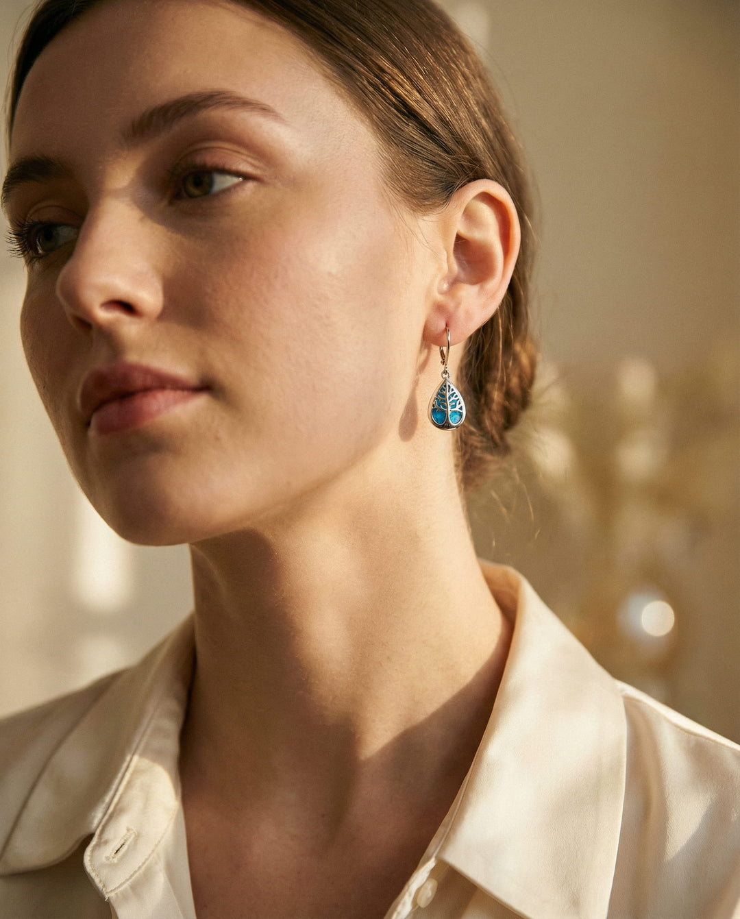 Tree of Life Earrings in Opal and Silver