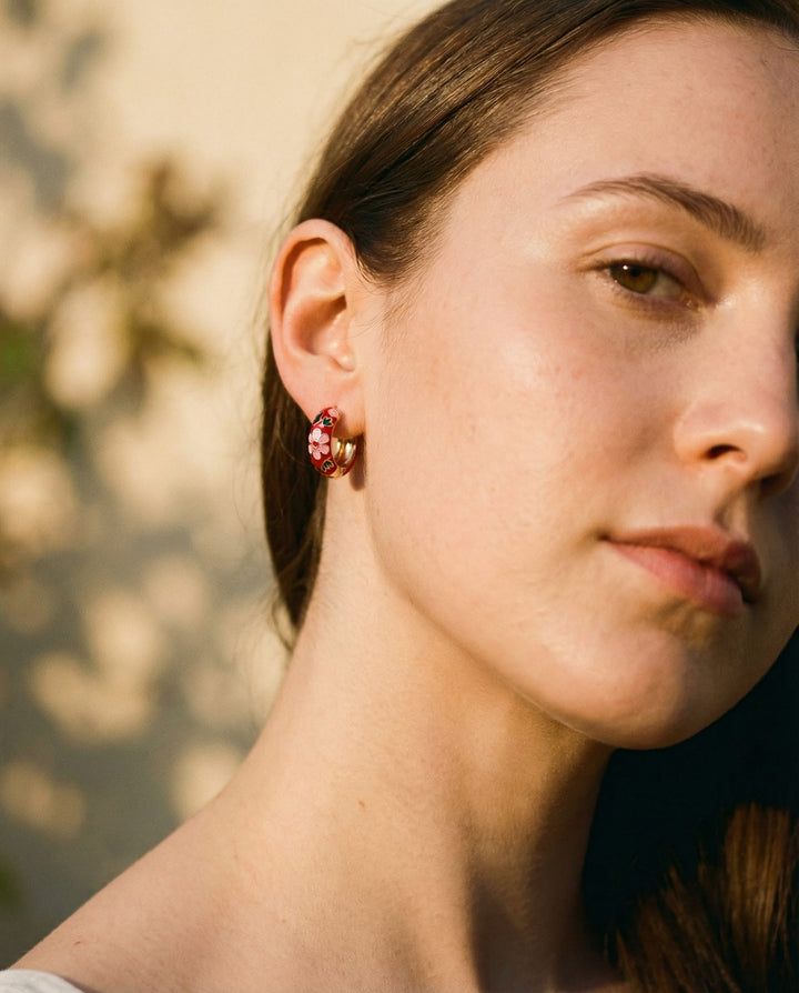Luxury Black Floral Earrings