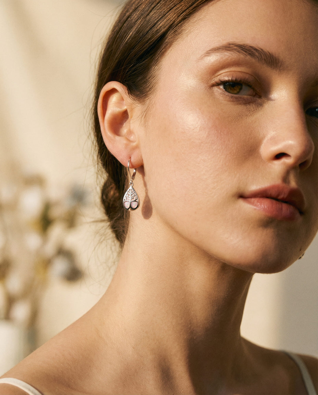 Tree of Life Earrings in Opal and Silver
