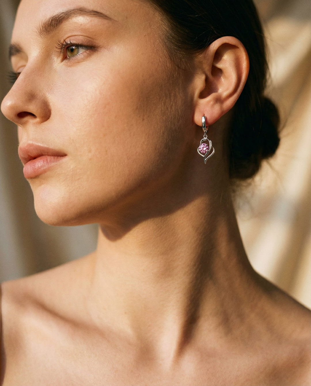 Silver and Zirconia Inlaid Floral Earrings