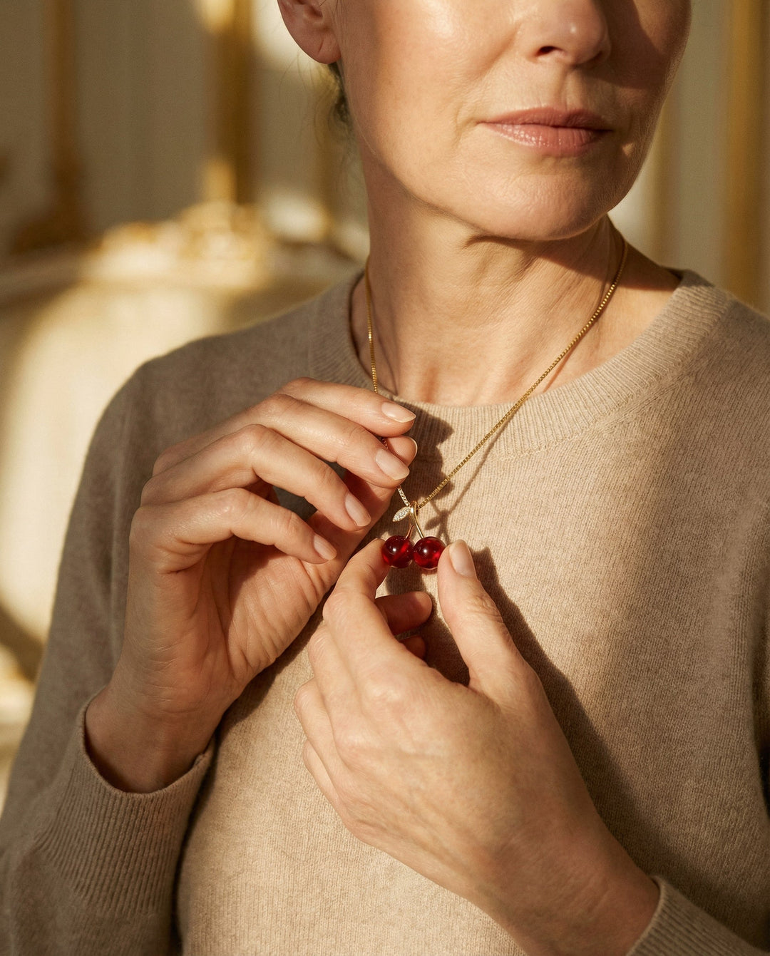 Gold Cherry Necklace