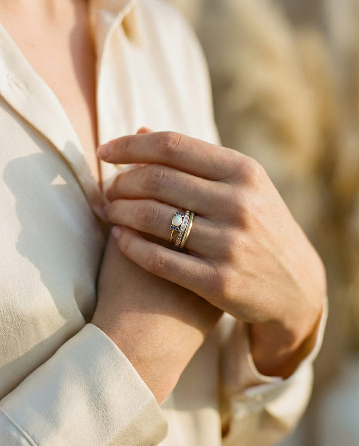 Vintage Gold Opal Ring Set