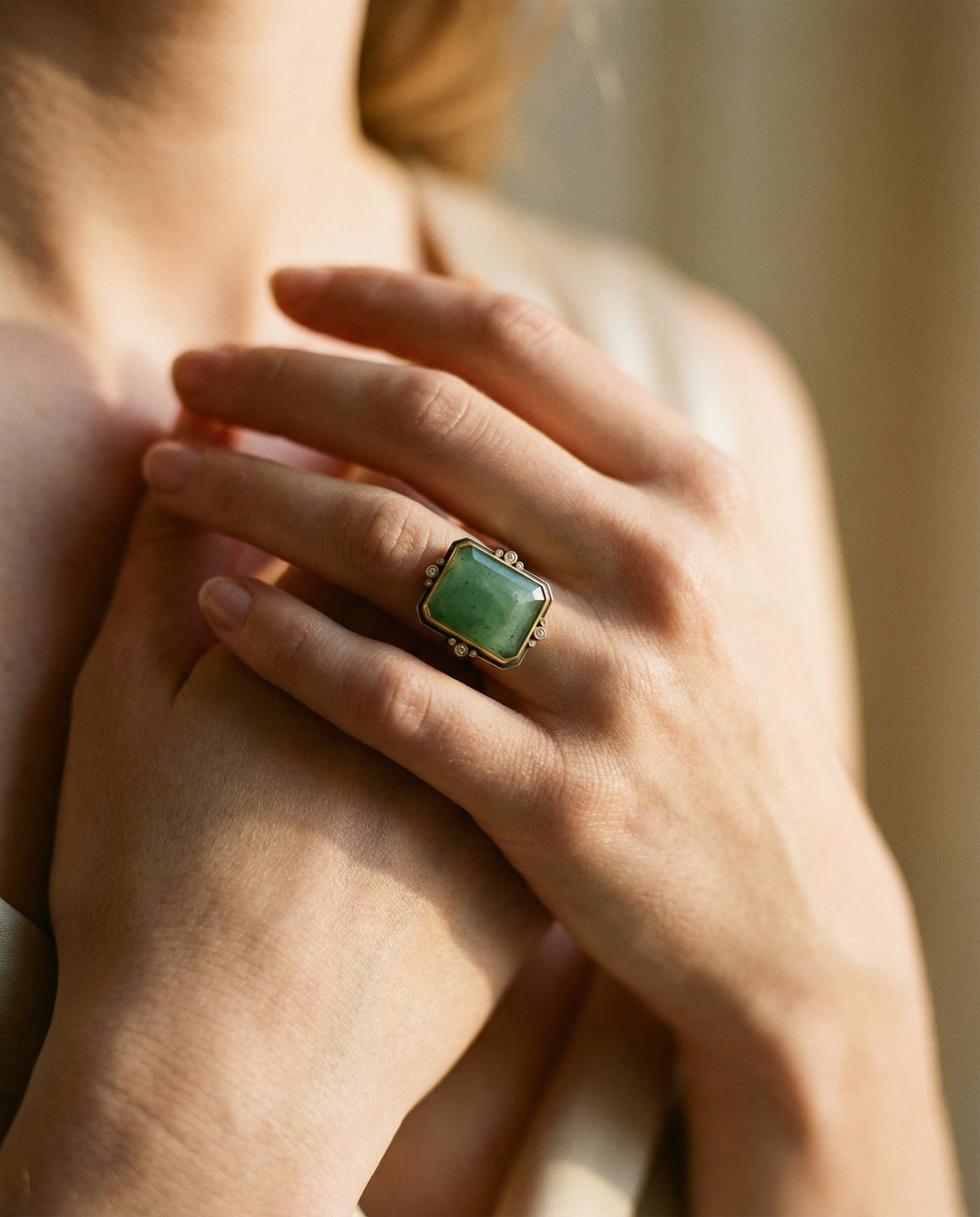 French Retro Square Crystal Ring