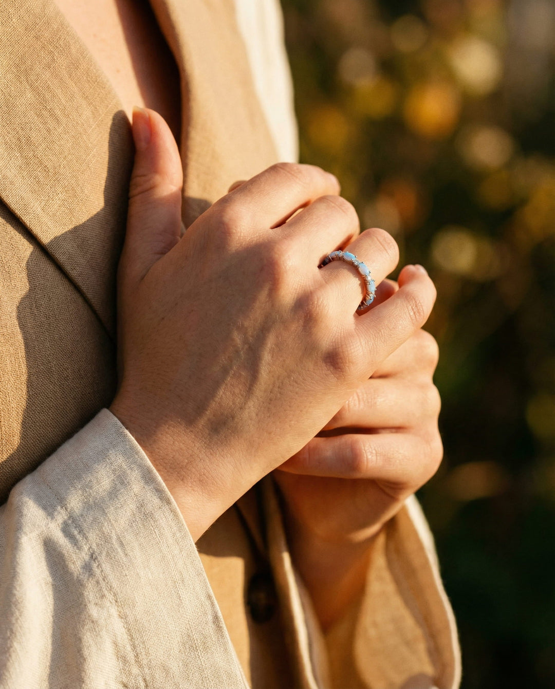 Platinum Heart Opal and Diamond Ring