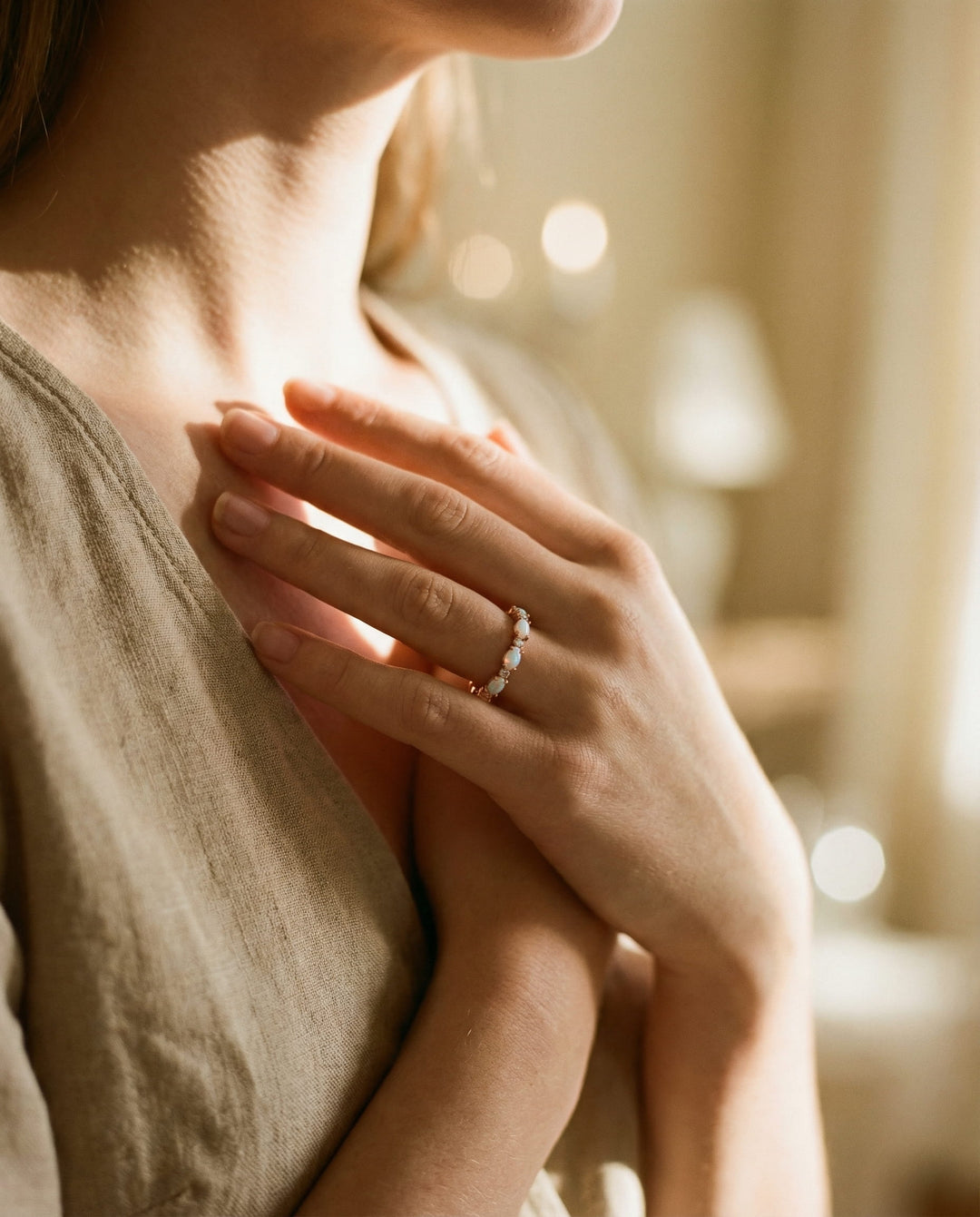 Platinum Heart Opal and Diamond Ring