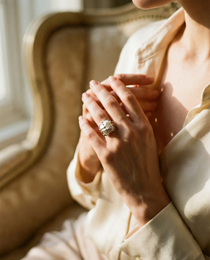 Vintage Silver Pearl Ring