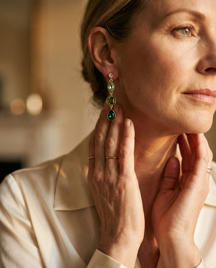 Green Stone Drop Earrings
