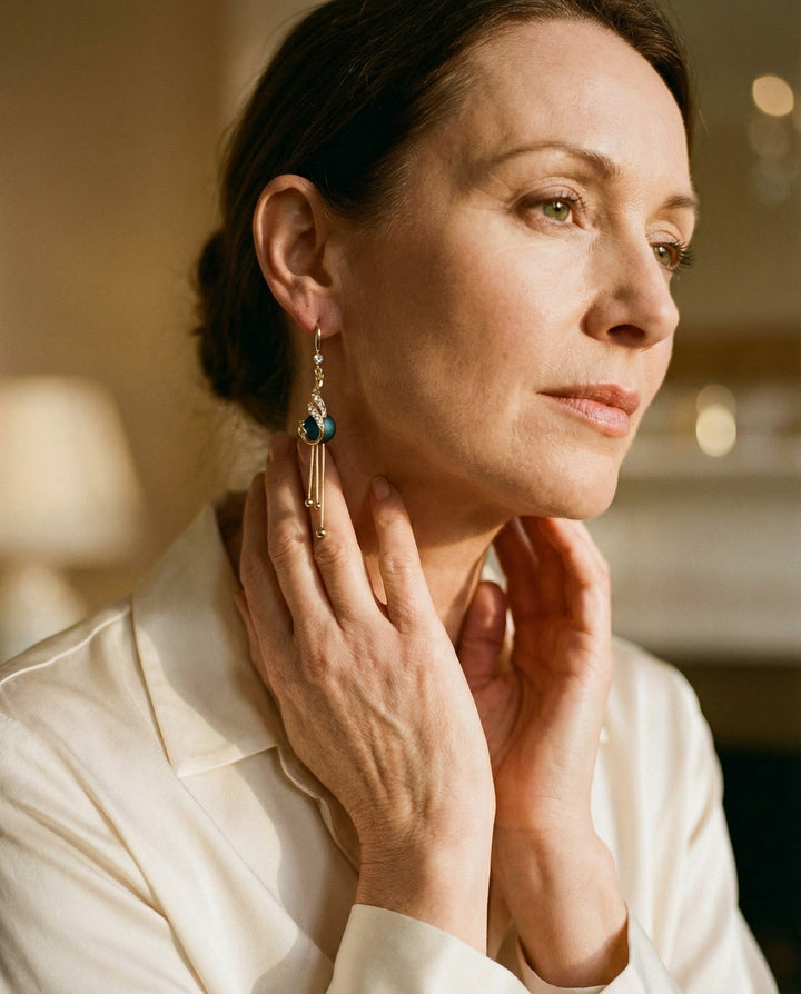 Festive Blue Pearl Earrings
