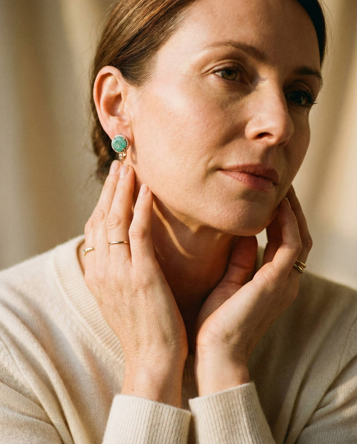 Elegant Gold Turquoise and Opal Earrings