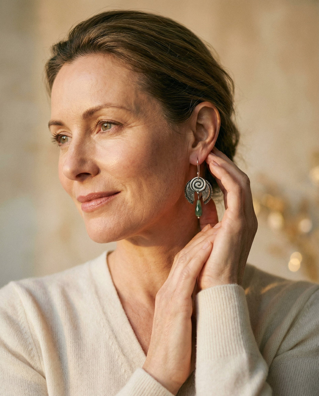 Vintage Green Stone Drop Earrings