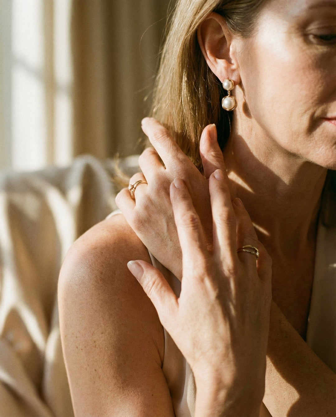 Gold-Plated Pearl Earrings