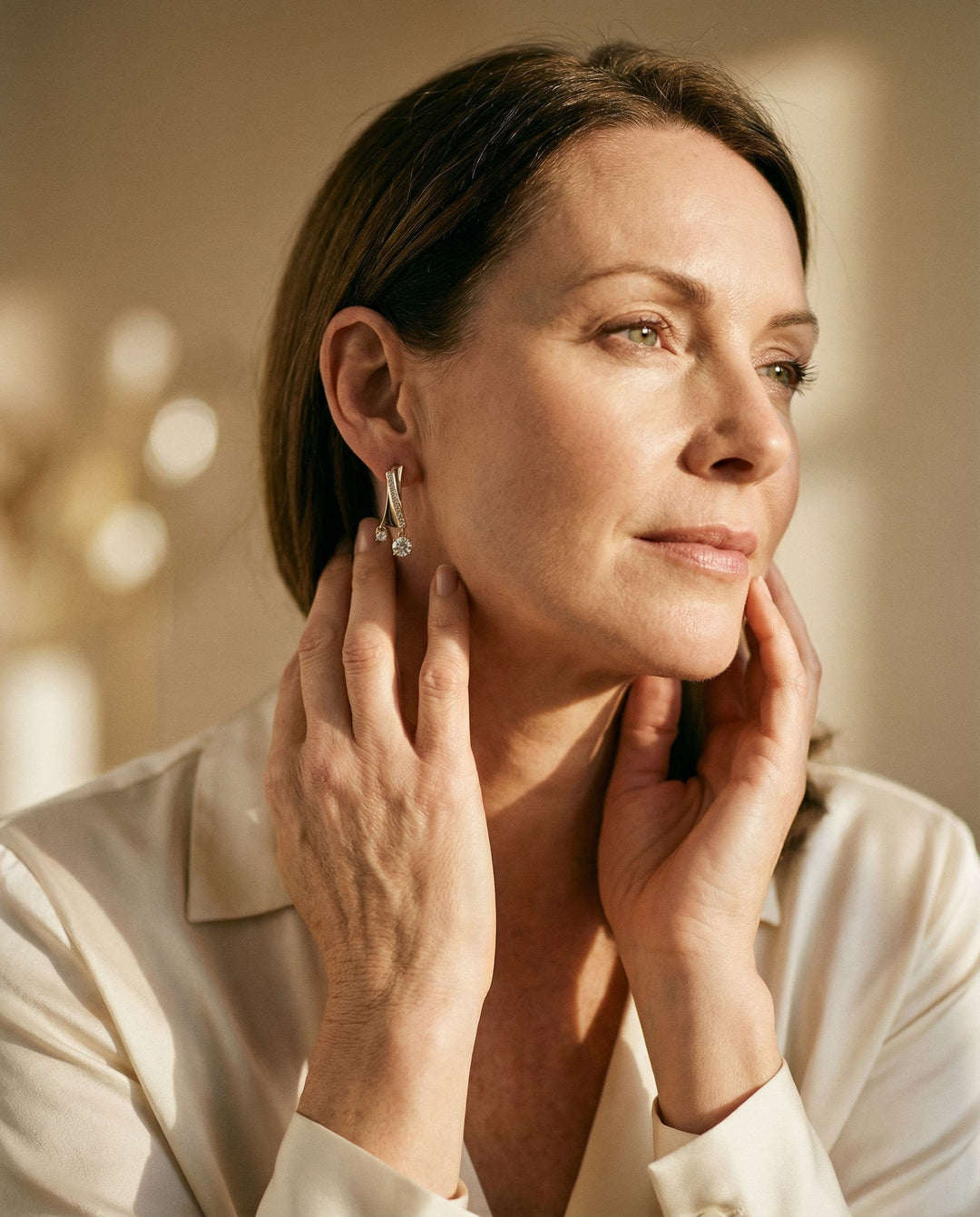 Elegant Irregular Gold and Cubic Zirconia Earrings