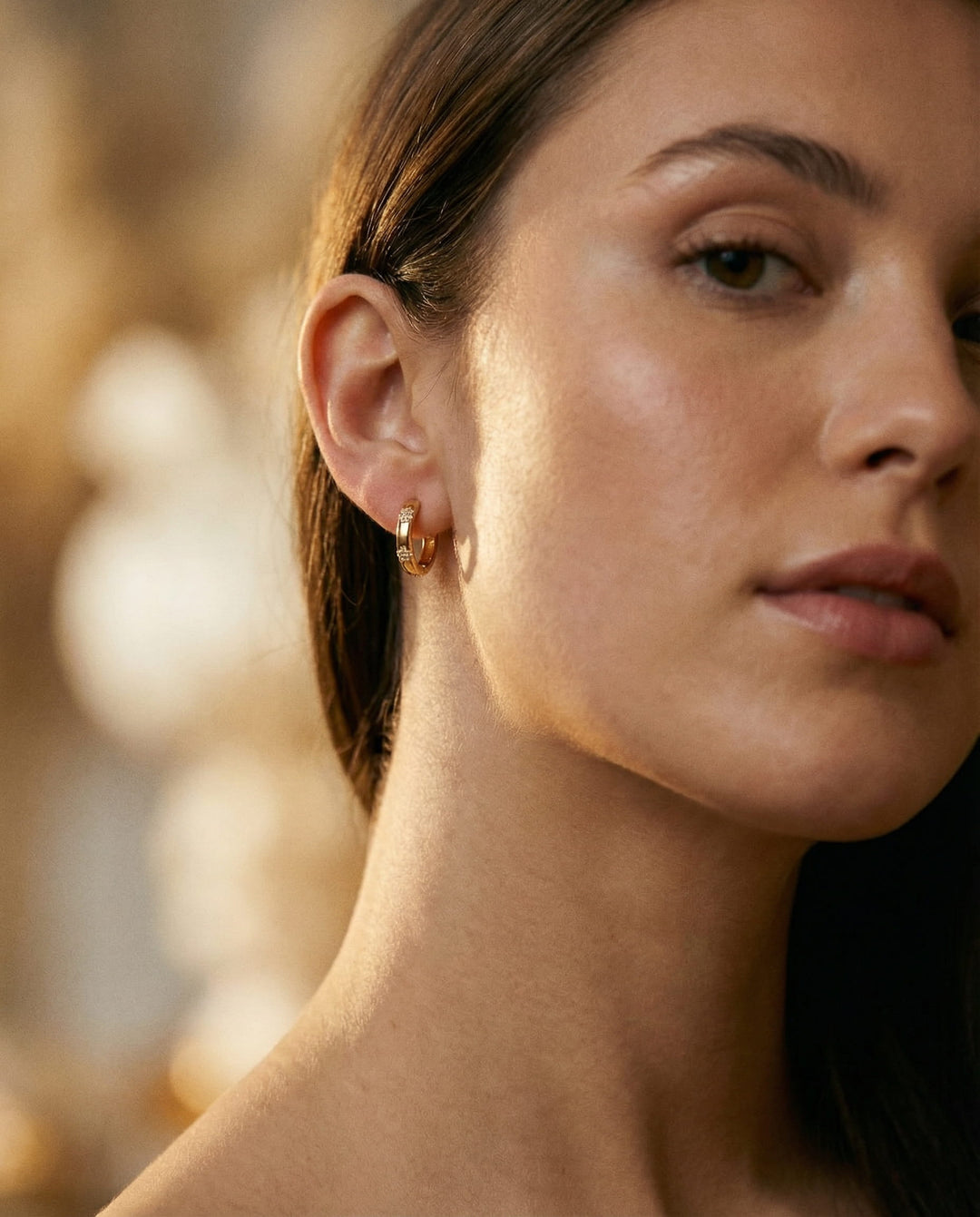 Vintage Gold Flower Hoop Earrings