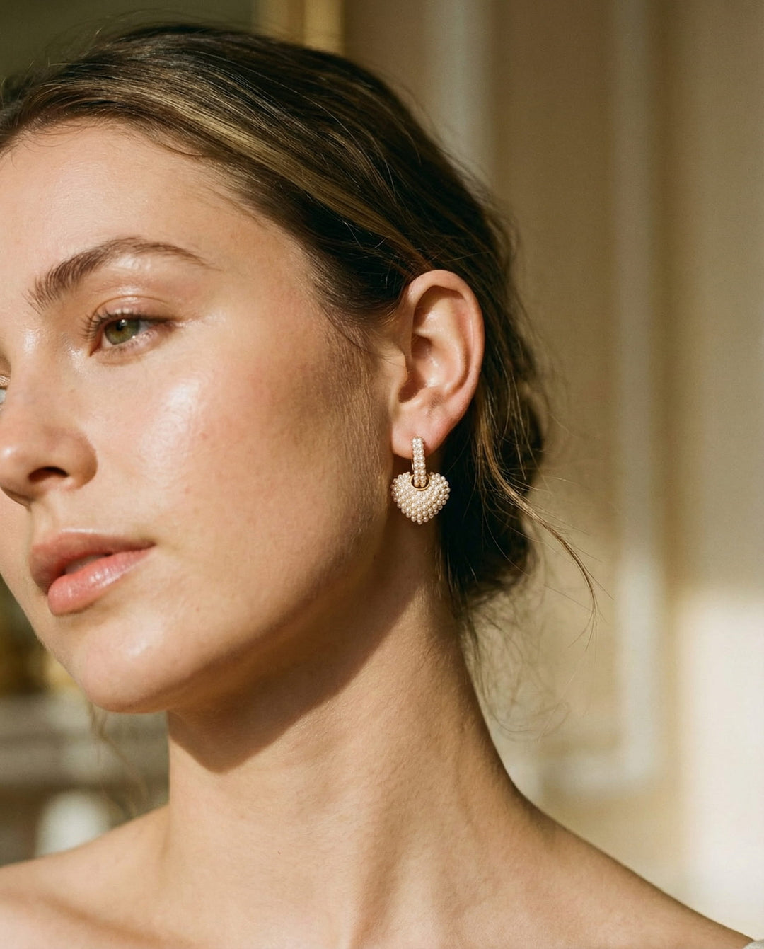 Gold Love Pearl Earrings