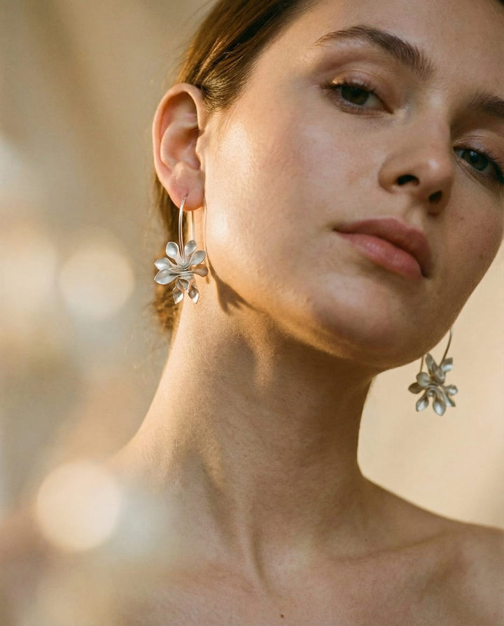 Vintage Silver Irregular Flower Earrings