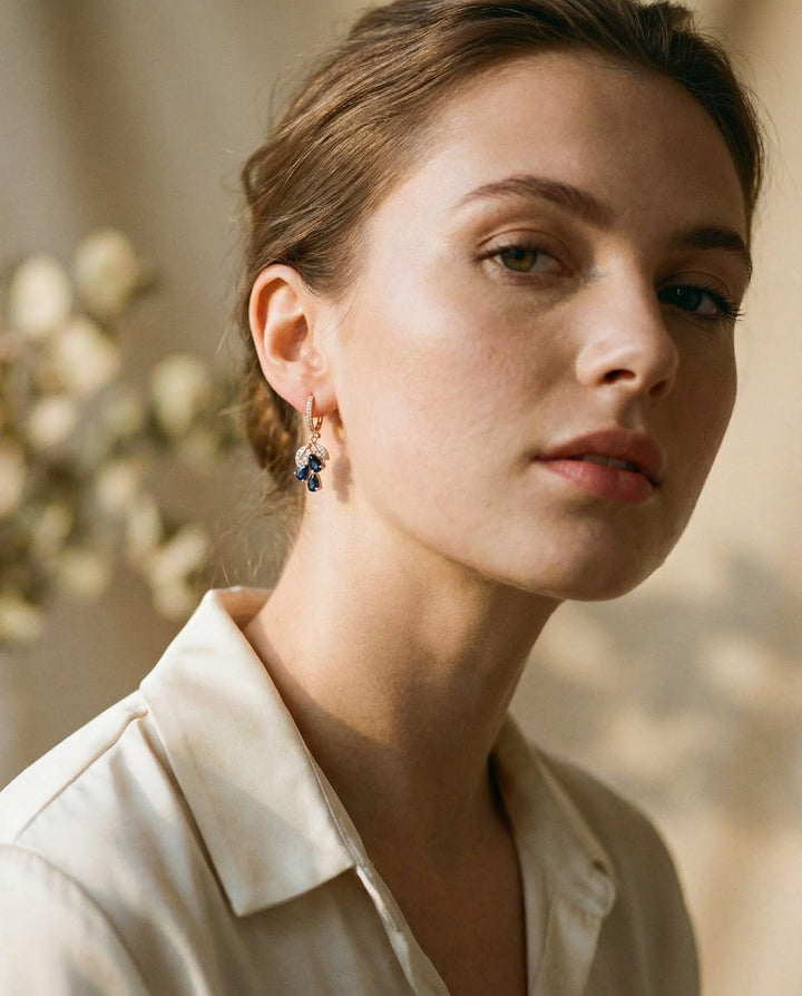 Elegant Blue Crystal Earrings