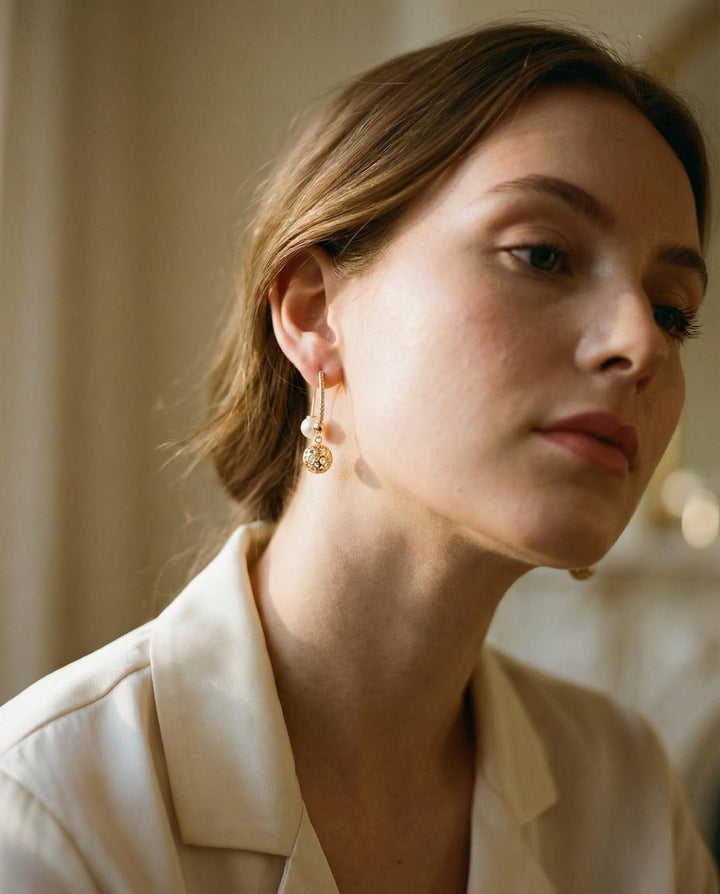 Vintage Gold Pearl Drop Earrings