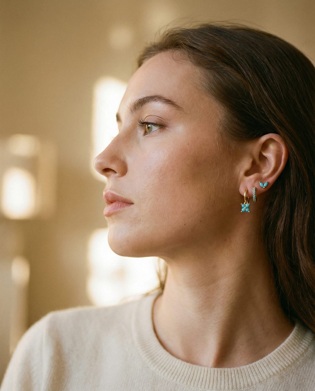 Diamond Flower Earring Set