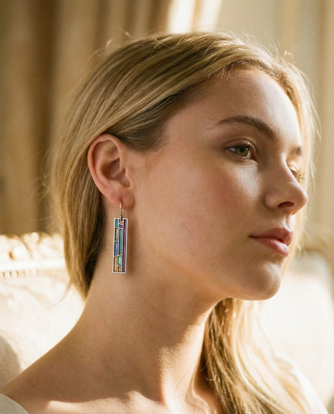 Vintage Silver Mosaic Earrings